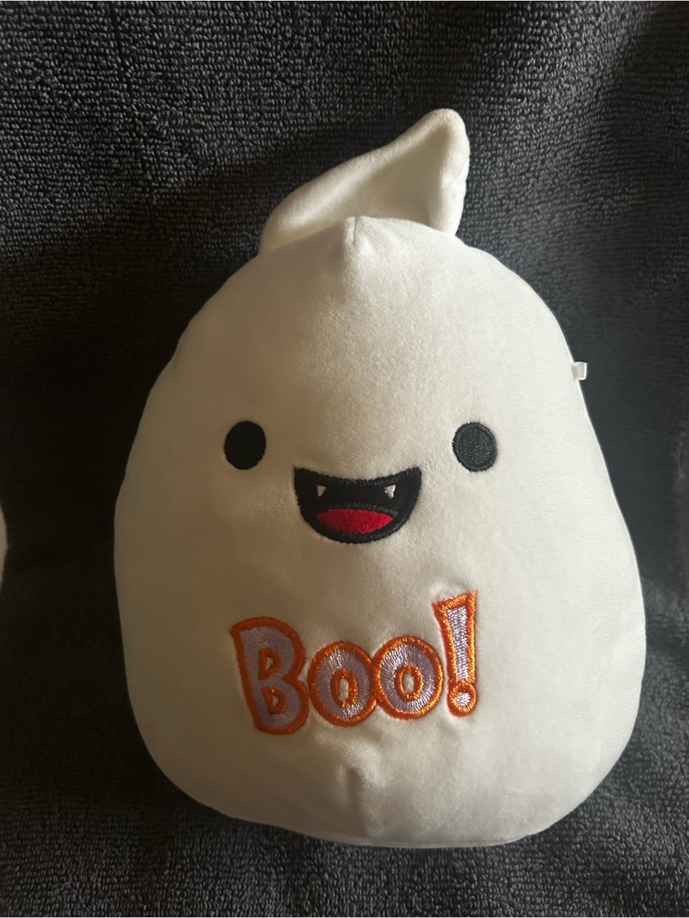 Squishmallows White Ghost Plush Hoodie with Embroidered "Boo!"